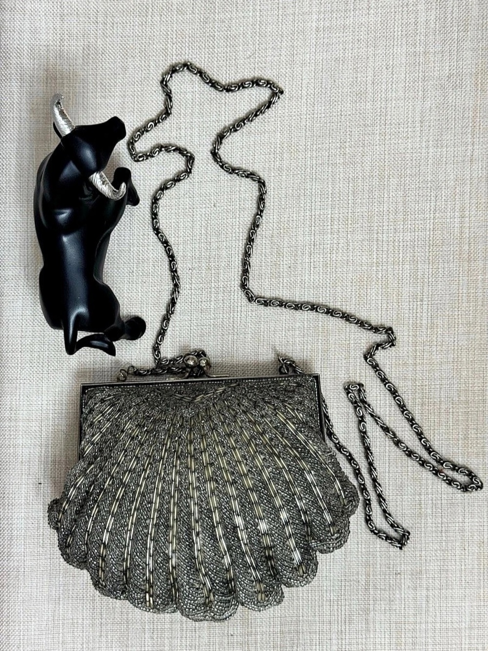 Vintage Silver Chain Evening Clutch